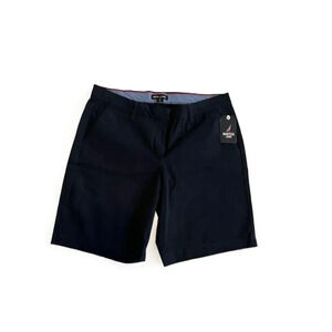 NWT Nautica  Womens Navy Blue‎ Long Shorts Belt Loops Cotton Blend Size 6